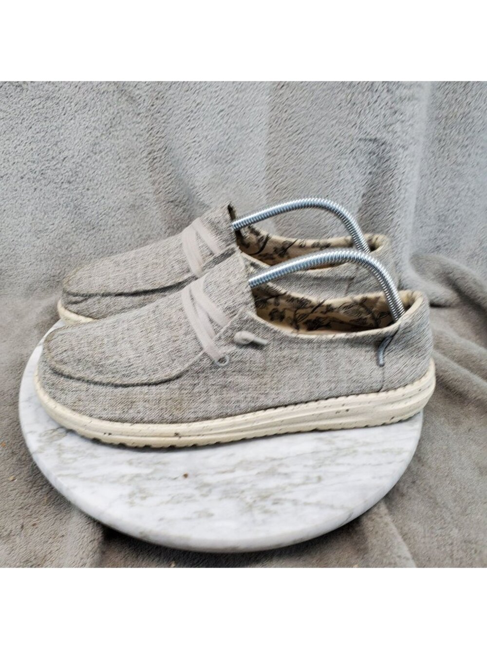 Hey Dude Shoes Womens Size 10 Iron Gray Canvas Wendy Linen Slip On *Read*